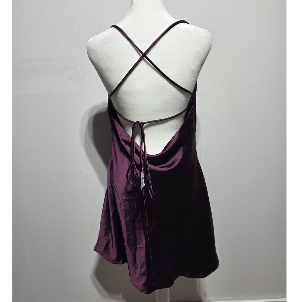 Le Lis Purple Satin Cowl Neck Mini Dress Size Large NWOT - Picture 2 of 7